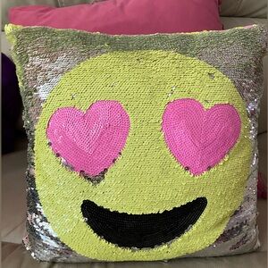 Sequin Emoji Heart Eyes Pillow